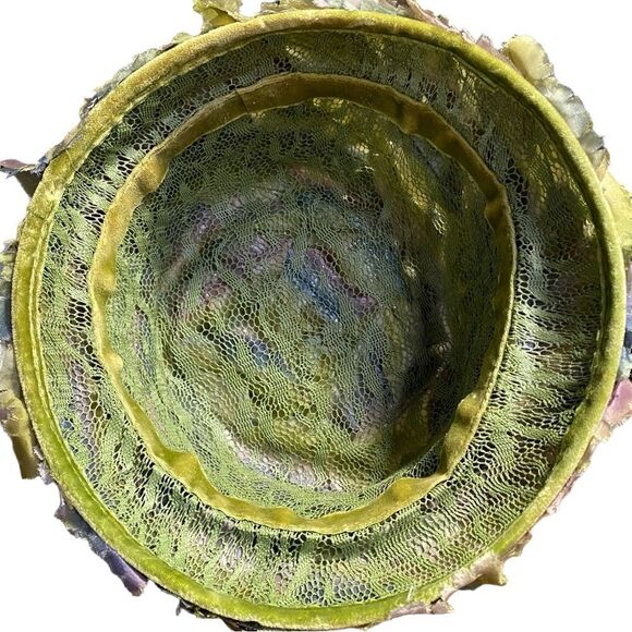 Vintage 50's-60's Silk Floral Bucket Hat - Picture 7 of 12